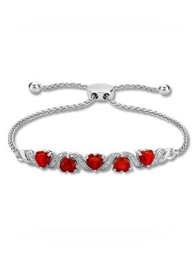 Kay Jewelers Silver Bracelet with Ruby Red Heart Stones